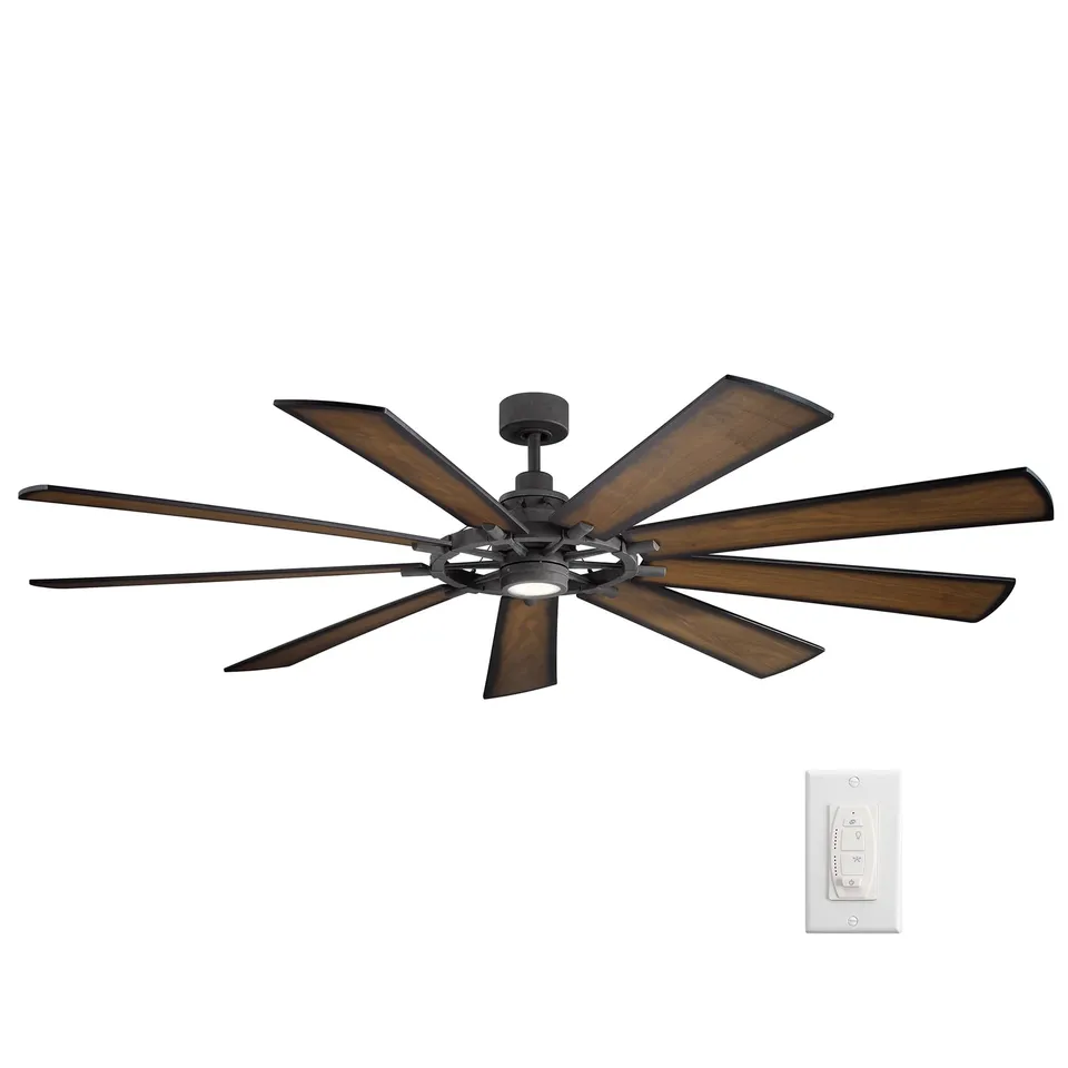 kichler-gentry-xl-9-blade-distressed-black-ceiling-fan-with-1-light-led-model-30 image 1