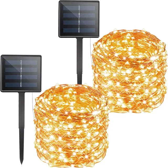 brightown-132ft-400-led-solar-powered-fairy-string-lights-2-pack-8-modes-warm-wh image 1