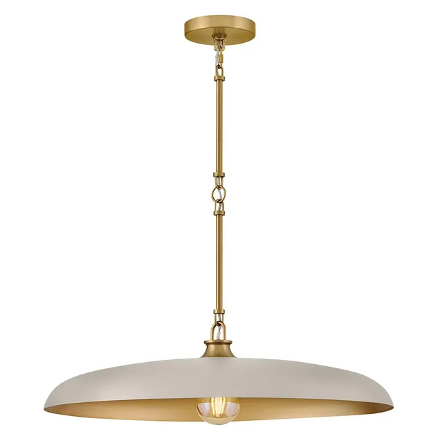 hinkley-sadie-24-dome-chandelier-in-light-taupe-with-lacquered-brass-accents image 1