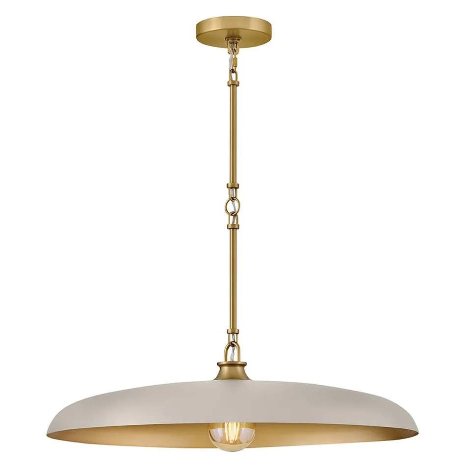 hinkley-sadie-24-dome-chandelier-in-light-taupe-with-lacquered-brass-accents image 1