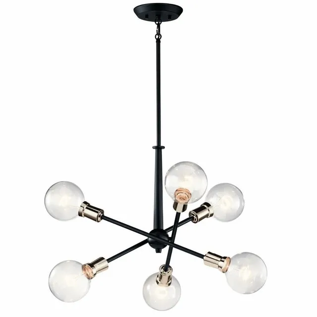 kichler-armstrong-6-light-sputnik-chandelier-black-adjustable-arms-43095bk image 1