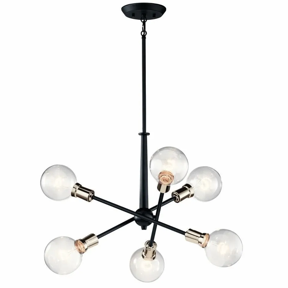 kichler-armstrong-6-light-sputnik-chandelier-black-adjustable-arms-43095bk image 1