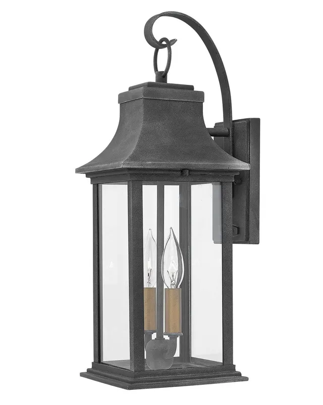 hinkley-adair-20-2-light-led-outdoor-wall-lantern-aged-zinc-with-heritage-brass- image 1