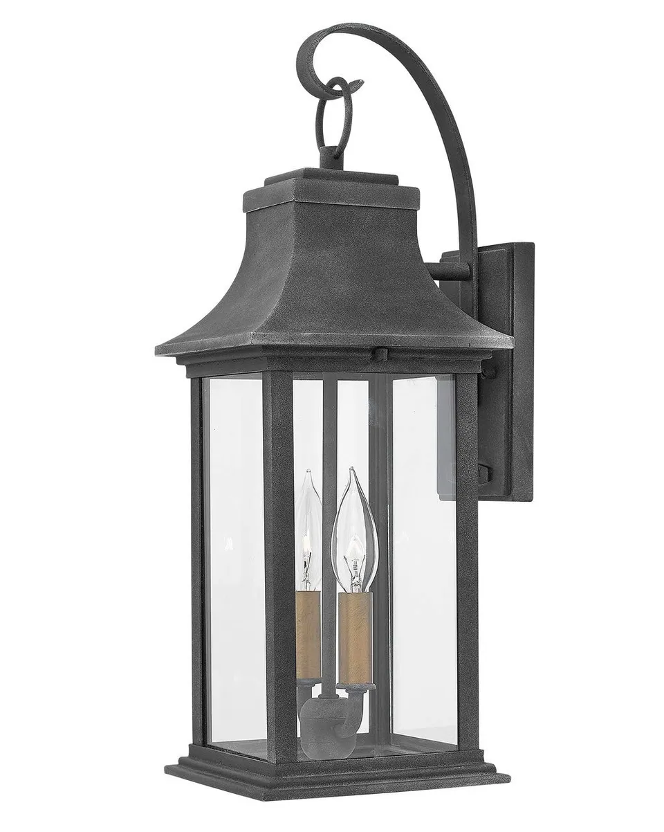 hinkley-adair-20-2-light-led-outdoor-wall-lantern-aged-zinc-with-heritage-brass- image 1