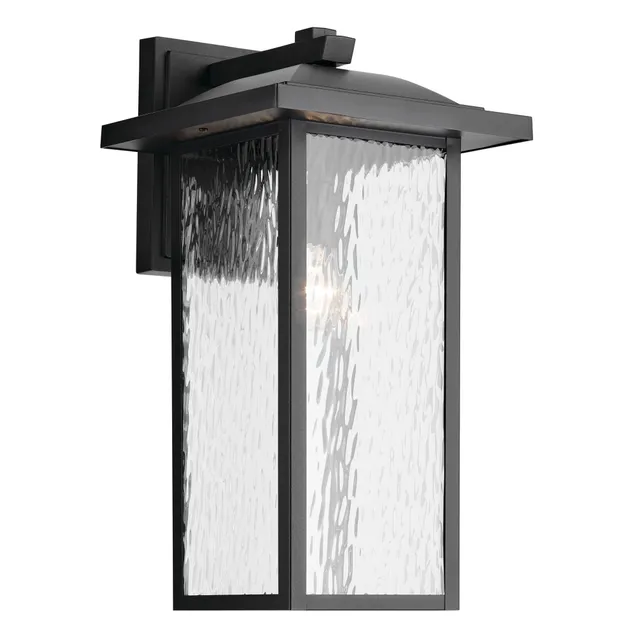 kichler-capanna-outdoor-wall-light-textured-black-water-glass-10-75-x-20-49928bk image 1