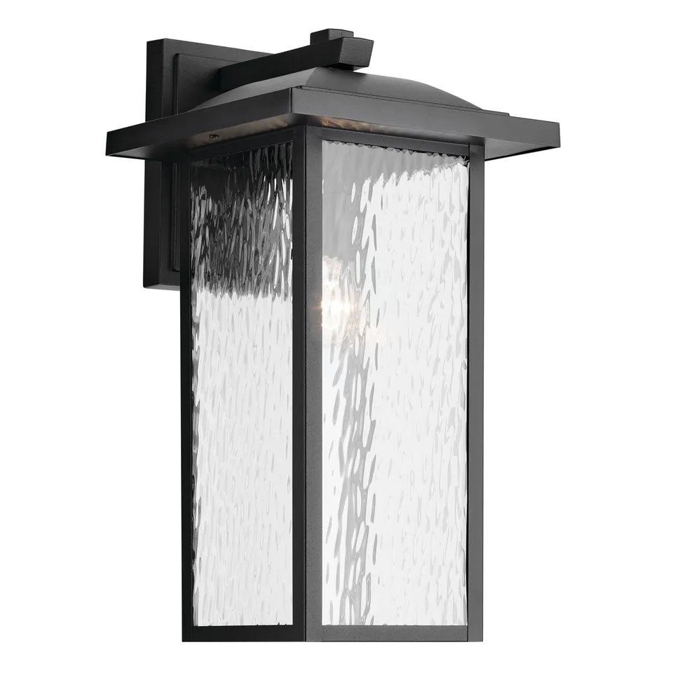 kichler-capanna-outdoor-wall-light-textured-black-water-glass-10-75-x-20-49928bk image 1