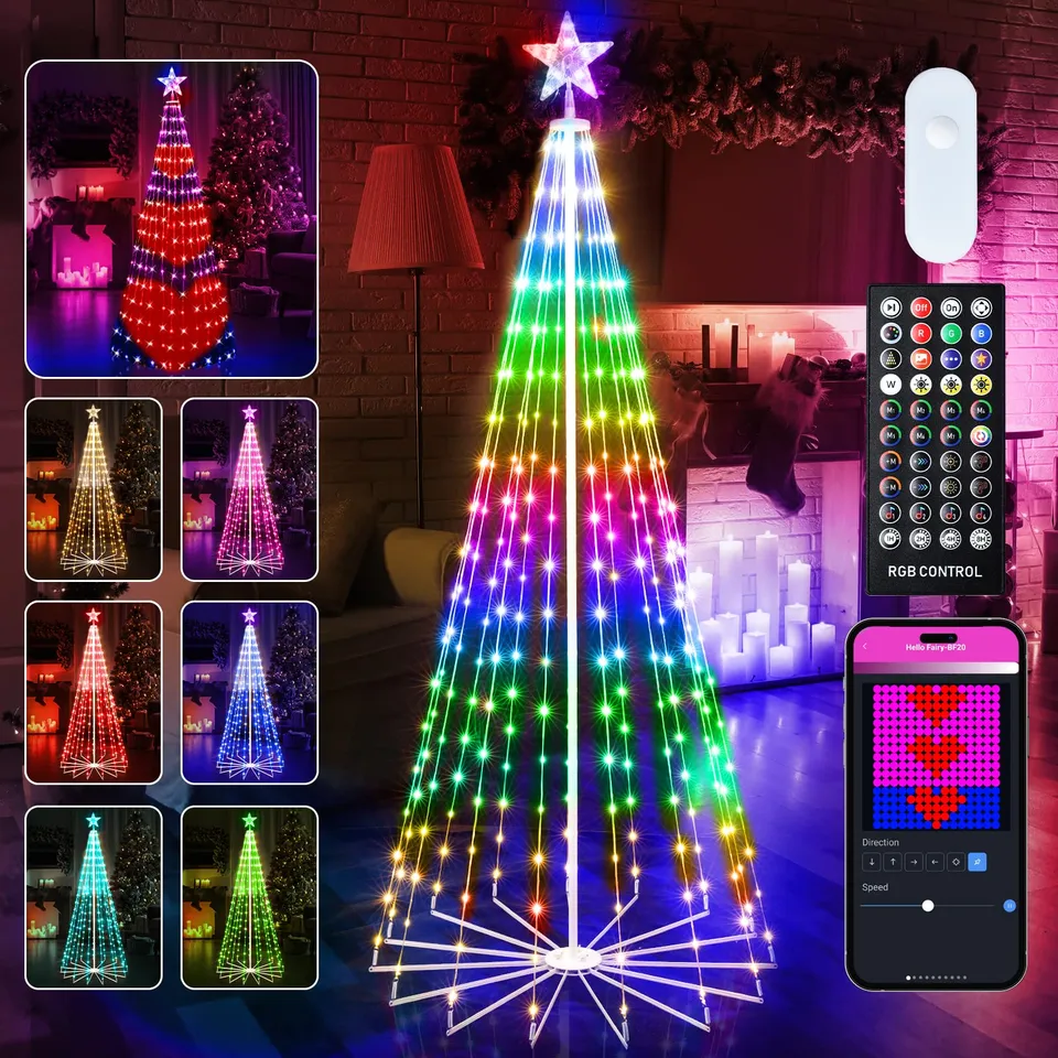 brightown-smart-cone-tree-light-with-star-topper-remote-app-control-16-million-c image 1