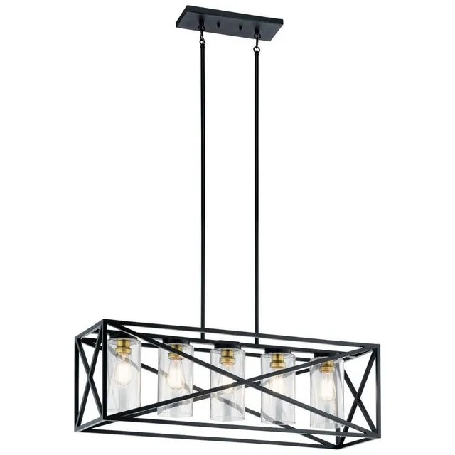kichler-moorgate-5-light-linear-chandelier-black-brass-clear-glass-44081bk image 1