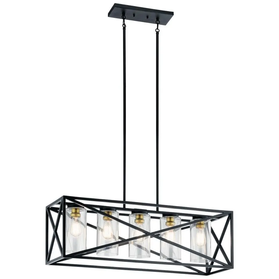 kichler-moorgate-5-light-linear-chandelier-black-brass-clear-glass-44081bk image 1