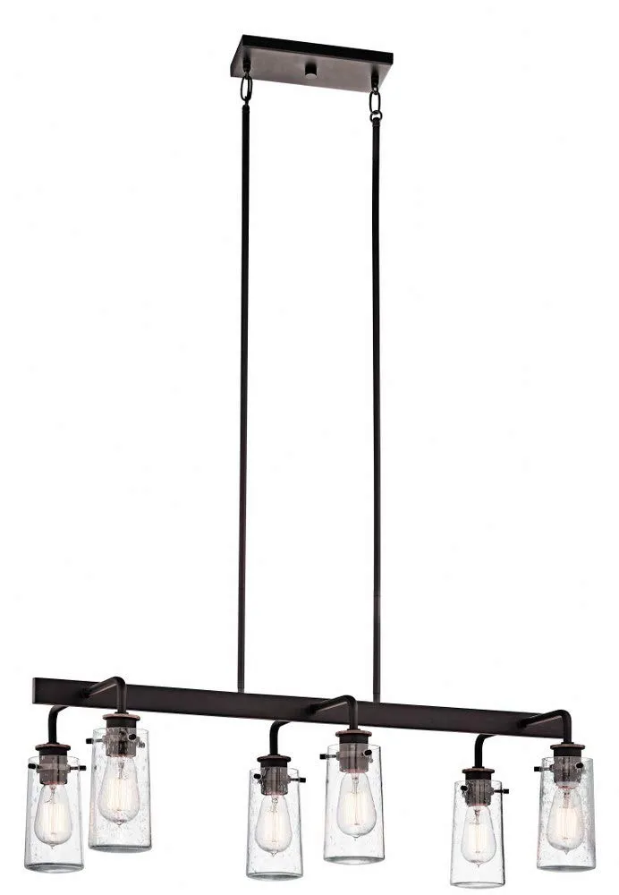 kichler-braelyn-6-light-linear-chandelier-in-olde-bronze-43059oz-with-seeded-gla image 1