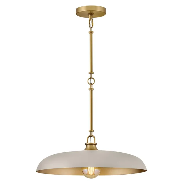 hinkley-sadie-18-dome-pendant-in-light-taupe-with-lacquered-brass-accents image 1
