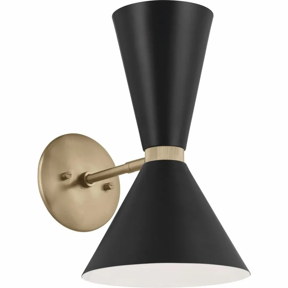 kichler-phix-2-light-wall-sconce-champagne-bronze-with-black-pivoting-shades-mod image 1