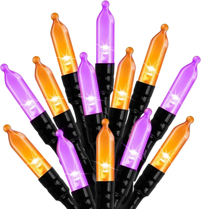 brightown-39ft-plug-in-100-led-mini-orange-purple-halloween-christmas-string-lig image 1