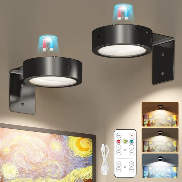 brightown-magnetic-picture-lights-with-remote-control-dimmable-3-color-temperatu image 1