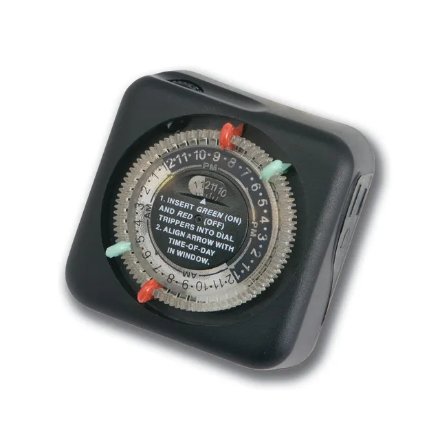 kichler-plug-in-landscape-lighting-timer-black-15557bk-mechanical-pin-timer-with image 1
