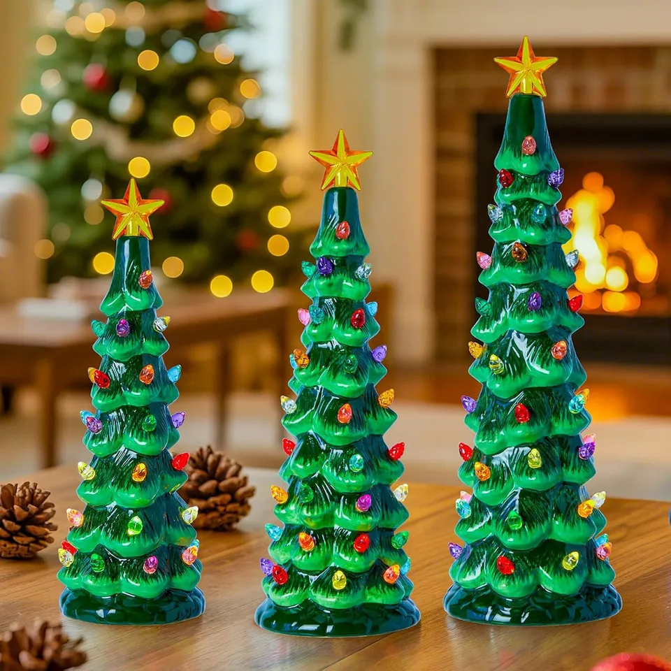 brightown-3pcs-set-pre-lit-battery-operated-lighted-ceramic-christmas-trees-with image 1