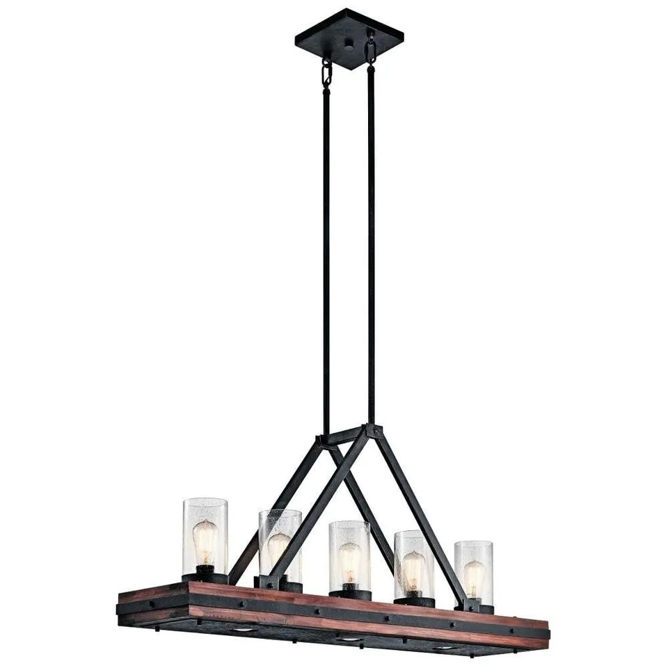 kichler-colerne-8-light-linear-chandelier-in-auburn-stained-wood-and-distressed- image 1