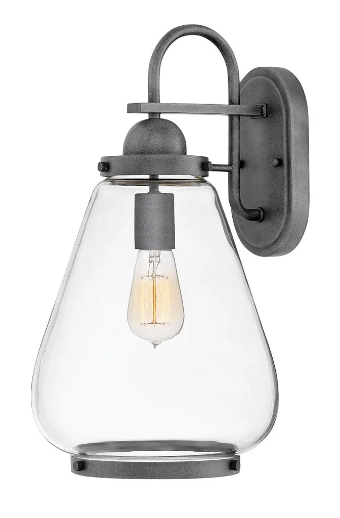 hinkley-finley-1-light-outdoor-wall-sconce-aged-zinc-clear-glass-2515dz image 1