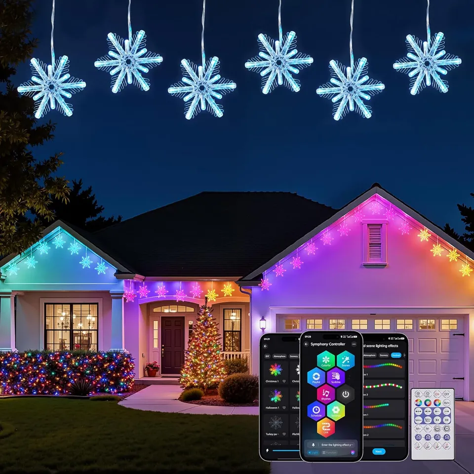 brightown-24ft-smart-app-control-192led-icicle-snowflake-lights-with-16-drops-mu image 1
