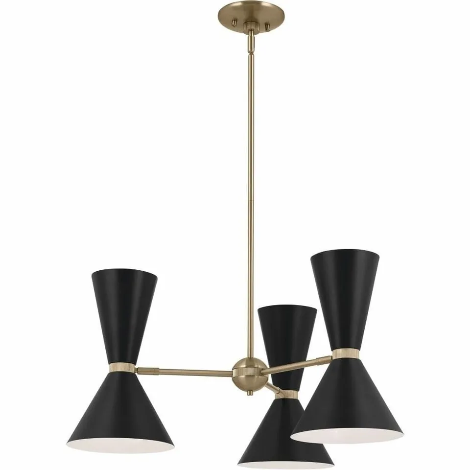 kichler-phix-52565cpzbk-6-light-chandelier-champagne-bronze-with-black-shades image 1