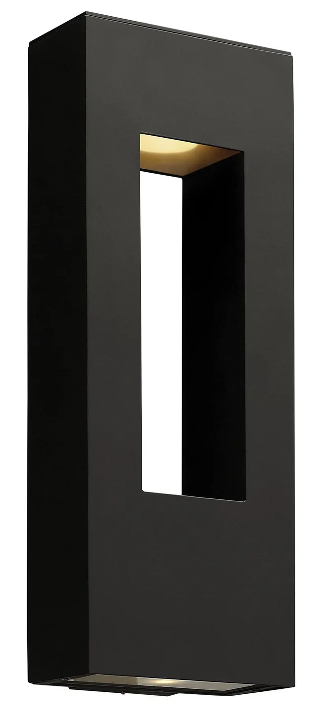 hinkley-atlantis-large-wall-mount-outdoor-lantern-integrated-led-satin-black-dar image 1