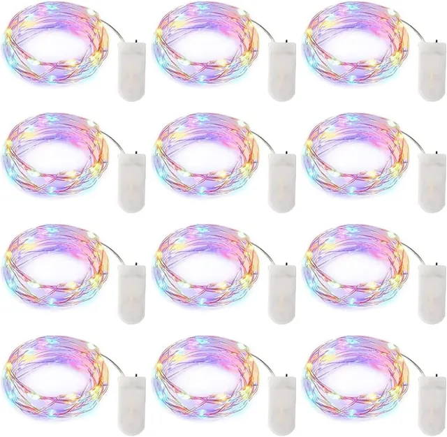 brightown-12-pack-7ft-battery-operated-silver-wire-fairy-lights-20-pastel-led-cr image 1
