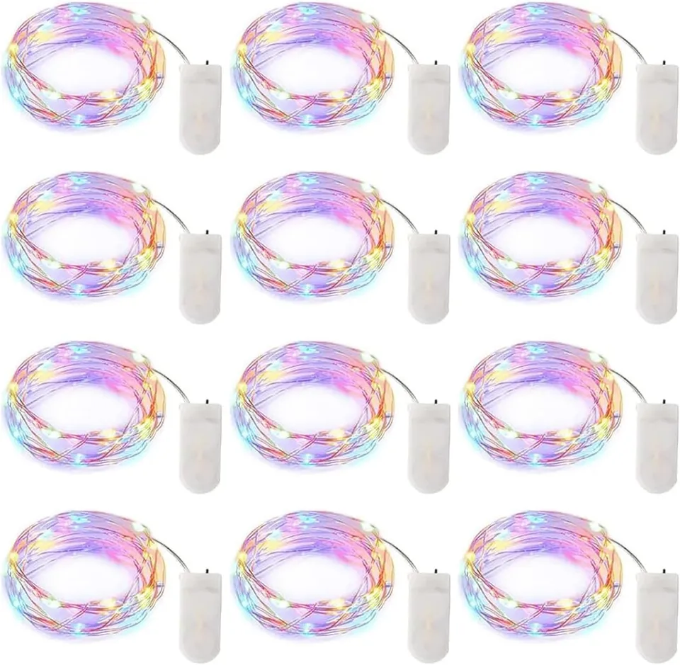 brightown-12-pack-7ft-battery-operated-silver-wire-fairy-lights-20-pastel-led-cr image 1