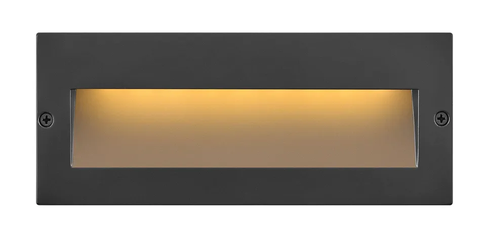 hinkley-taper-12v-integrated-led-wide-horizontal-step-light-aluminum-etched-glas image 1