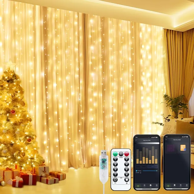 brightown-9-8ft-300-led-smart-curtain-window-string-lights-with-app-and-remote-8 image 1