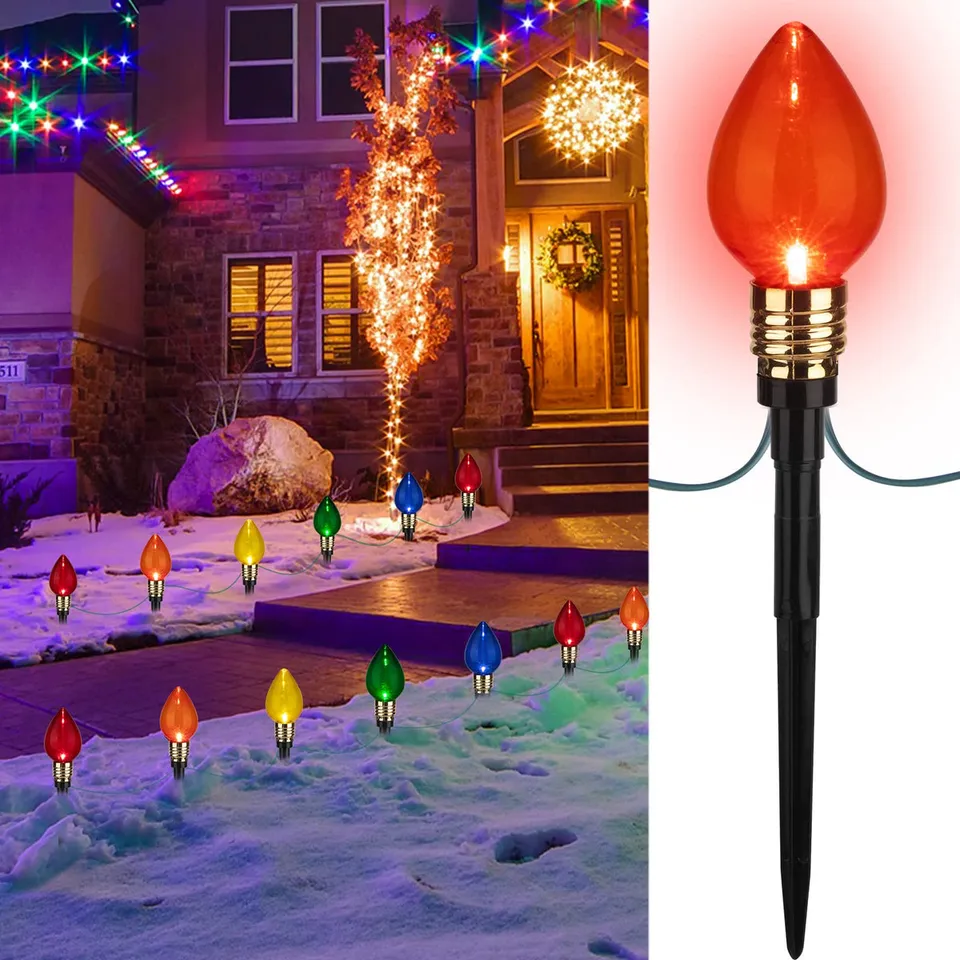 brightown-2-pack-total-34-8-ft-20-led-plug-in-c9-christmas-pathway-lights-outdoo image 1