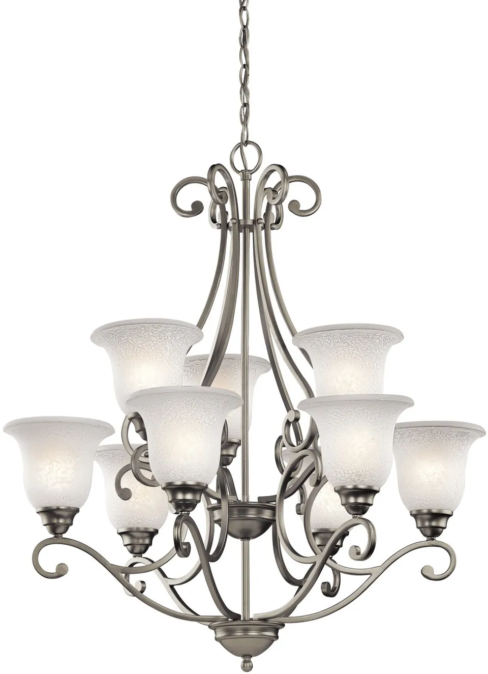 kichler-camerena-34-5-9-light-two-tier-chandelier-in-brushed-nickel-with-white-s image 1