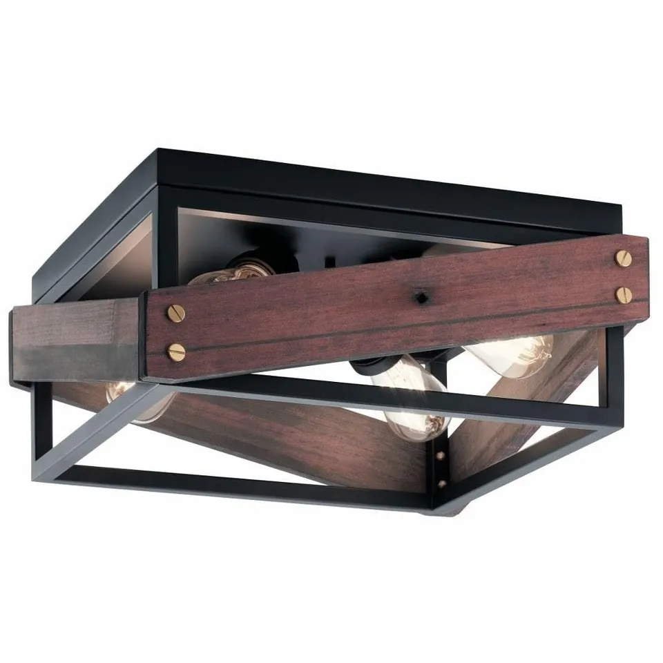 kichler-fulton-cross-44224bk-four-light-flush-mount-black image 1