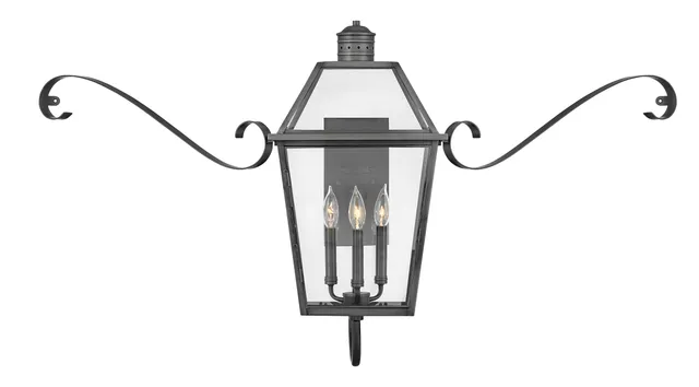 hinkley-nouvelle-3-light-outdoor-medium-wall-lantern-with-scroll-blackened-brass image 1