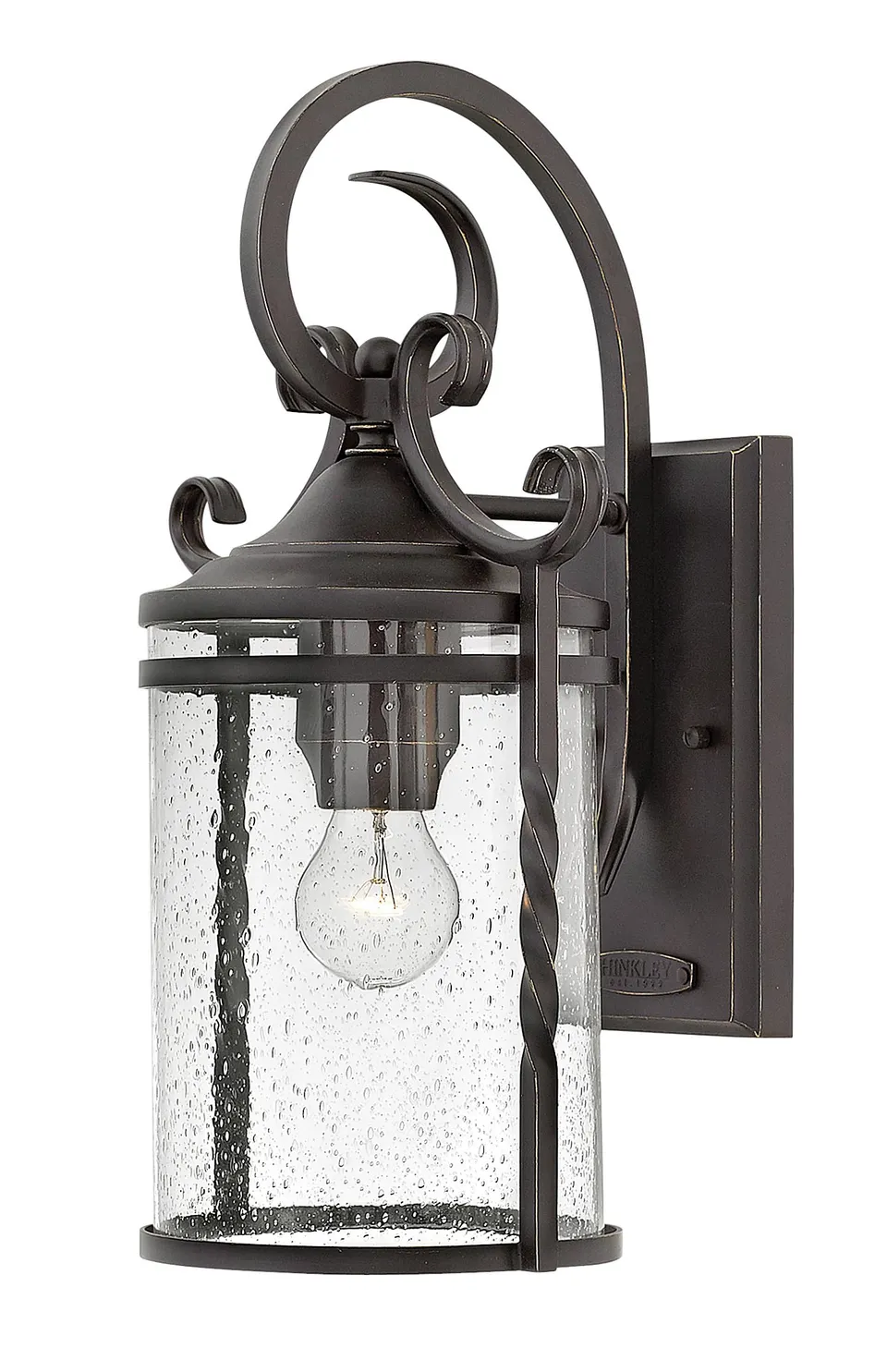 hinkley-casa-medium-outdoor-wall-lantern-wrought-iron-details-hand-forged-scroll image 1