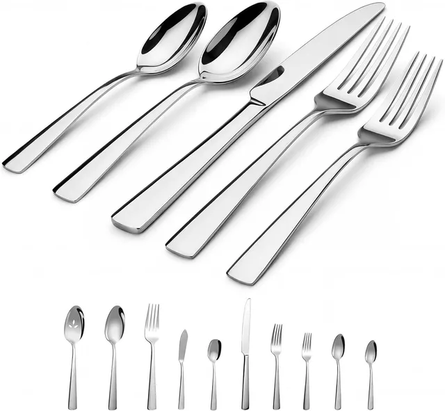 brightown-45-piece-stainless-steel-flatware-set-with-steak-knives-rust-proof image 1