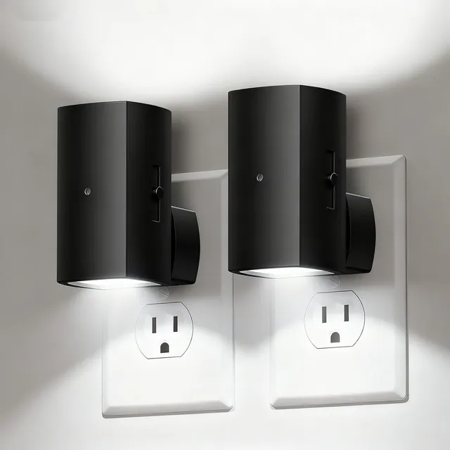 brightown-2-pack-plug-in-night-lights-with-rotating-plug-light-sensor-pure-white image 1