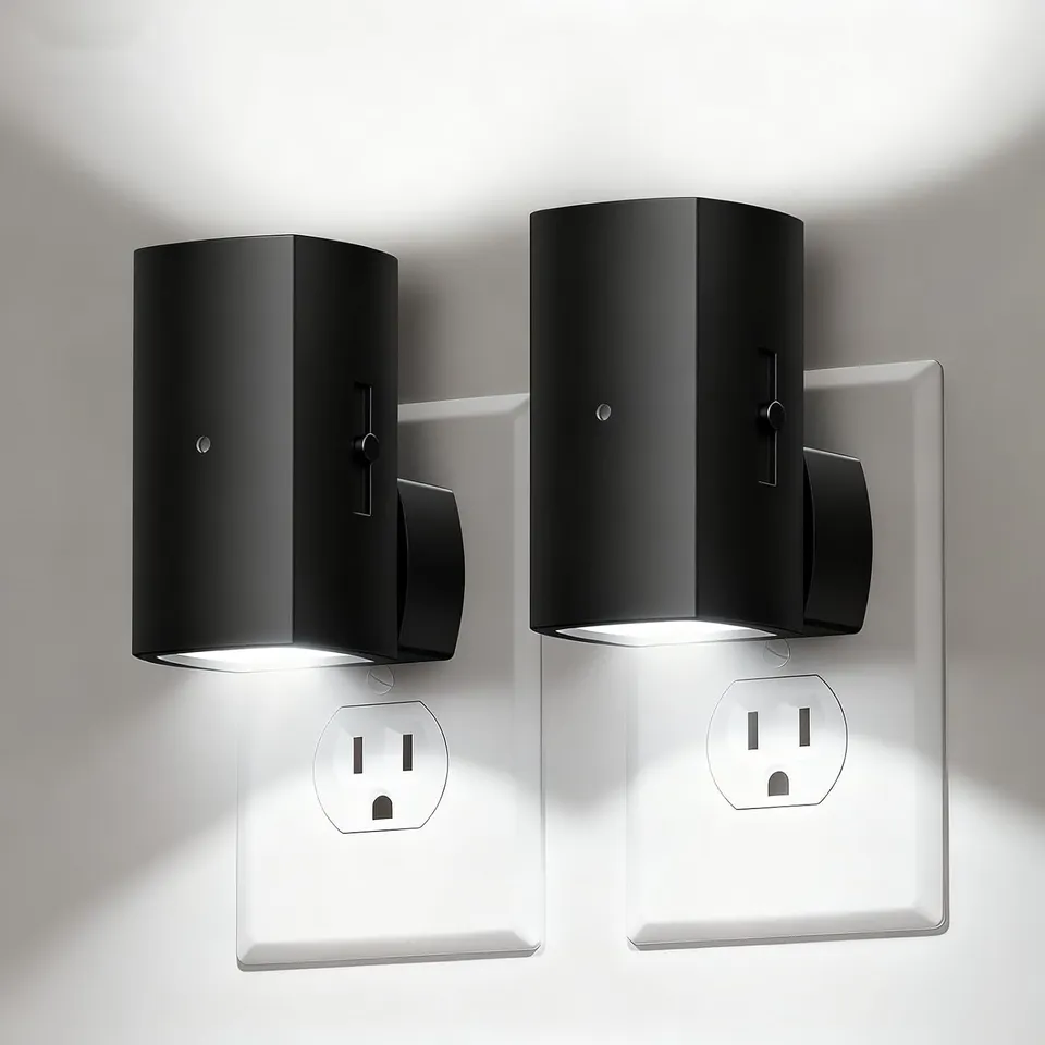 brightown-2-pack-plug-in-night-lights-with-rotating-plug-light-sensor-pure-white image 1