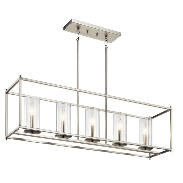 kichler-crosby-5-light-linear-chandelier-in-brushed-nickel-43995ni-for-dining-ro image 1