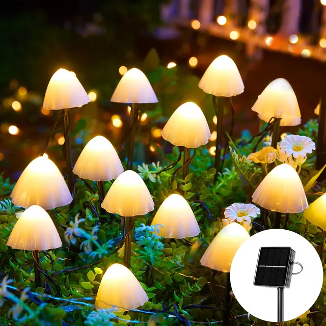 brightown-solar-powered-20-led-mushroom-string-lights-with-adjustable-solar-pane image 1