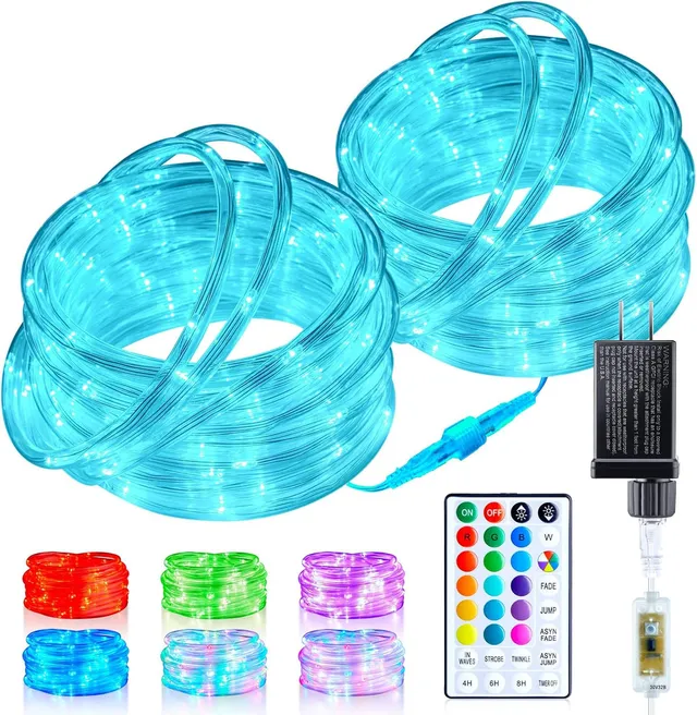 brightown-66ft-plug-in-200-led-18-colors-changing-outdoor-string-lights-with-rem image 1