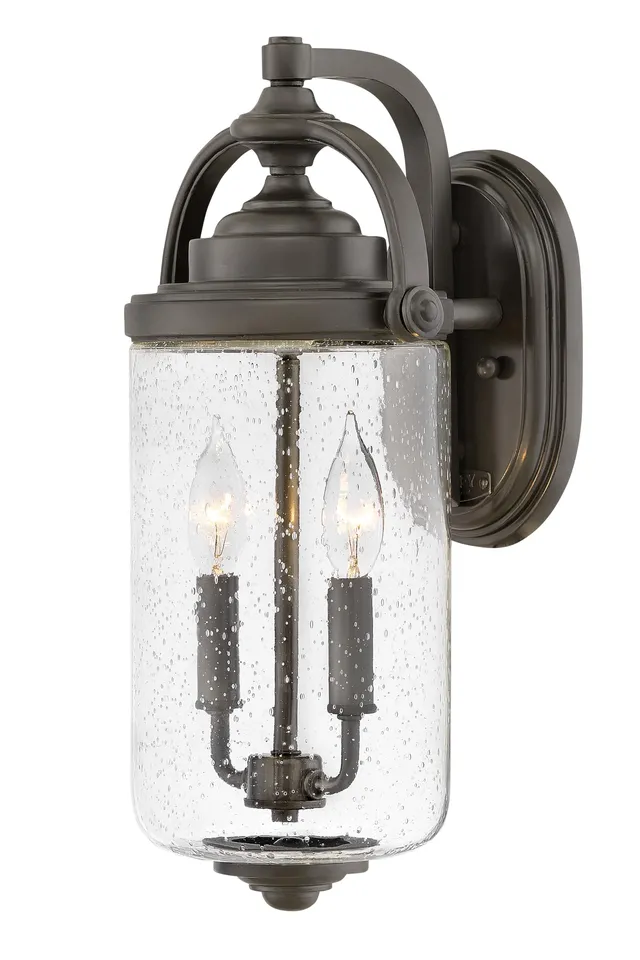 hinkley-willoughby-two-light-outdoor-medium-wall-lantern-oil-rubbed-bronze-clear image 1