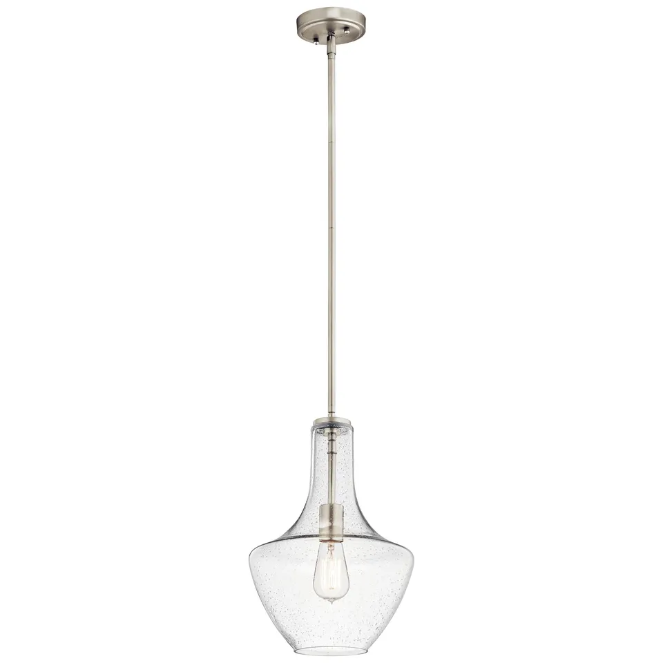 kichler-everly-bell-pendant-light-seeded-glass-brushed-nickel-model-42141nics image 1