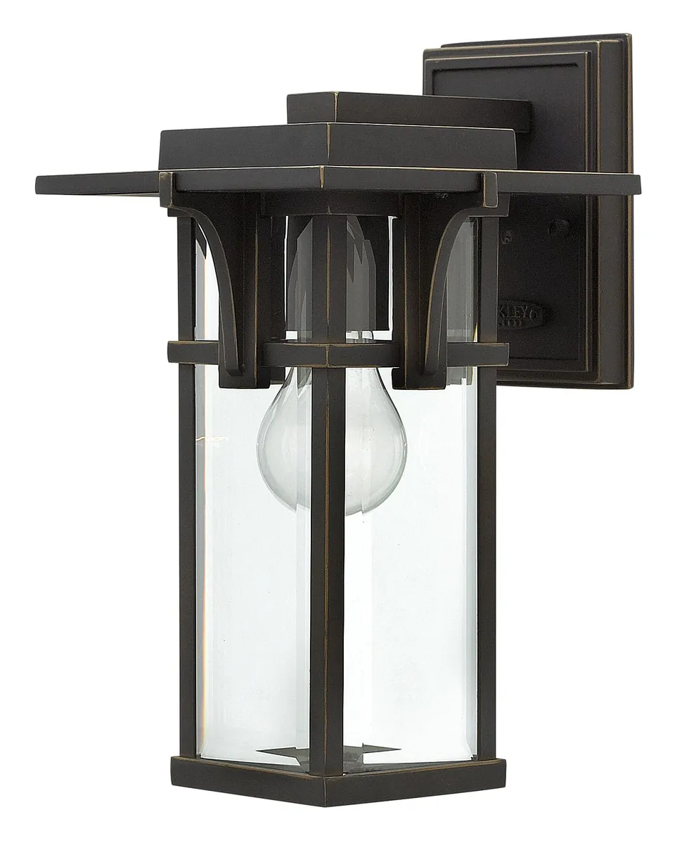 hinkley-manhattan-single-light-outdoor-wall-mount-lantern-aluminum-clear-beveled image 1