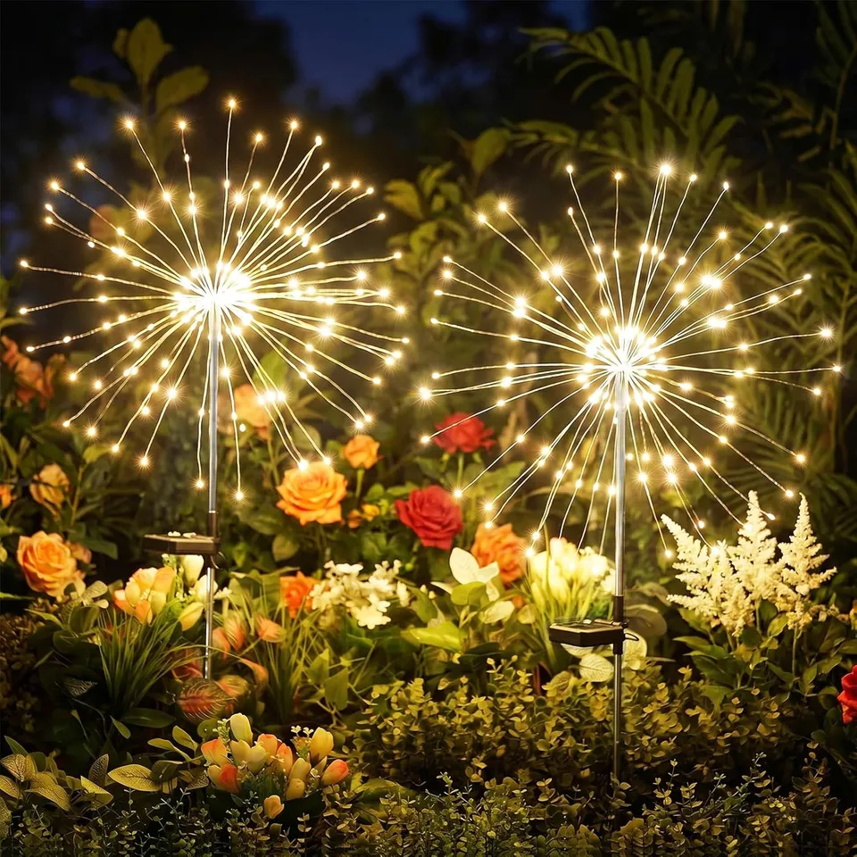 brightown-2-pack-150-led-firework-solar-powered-stake-lights-garden-yard-pathway image 1