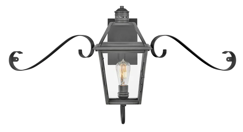 hinkley-nouvelle-one-light-outdoor-small-wall-lantern-with-scroll-blackened-bras image 1