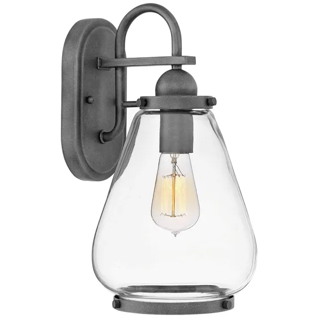 hinkley-finley-1-light-outdoor-wall-sconce-aged-zinc-clear-glass-2514dz image 1