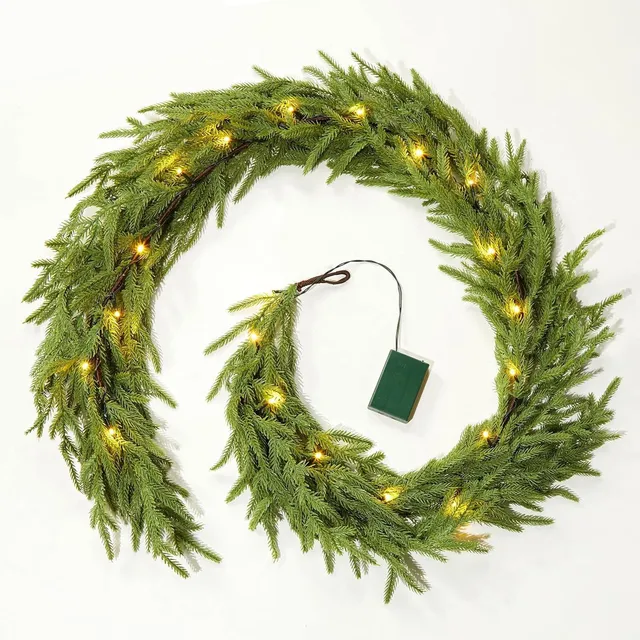 brightown-6ft-pre-lit-norfolk-pine-christmas-garland-with-20-warm-white-led-ligh image 1