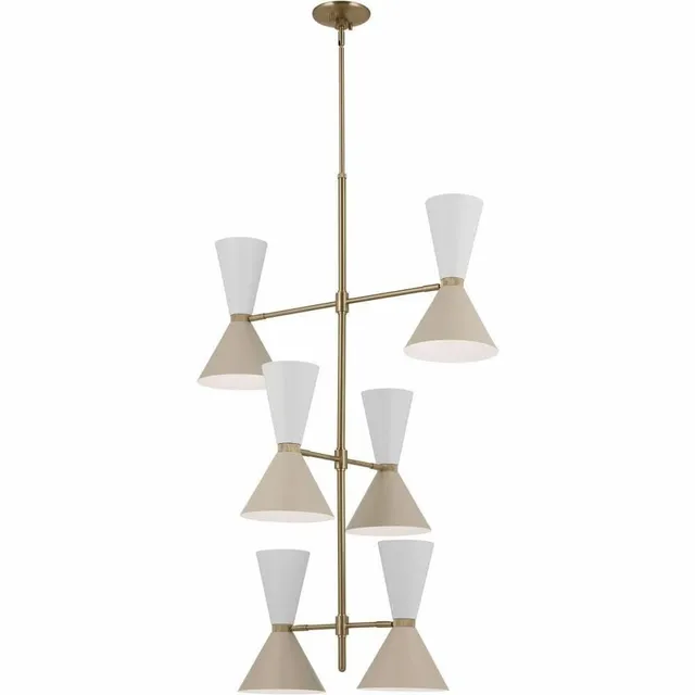 kichler-phix-12-light-foyer-chandelier-champagne-bronze-with-greige-and-white-sh image 1