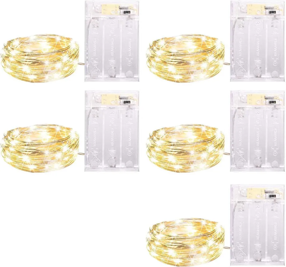 brightown-5-pack-7ft-battery-operated-silver-wire-fairy-lights-with-20-warm-whit image 1