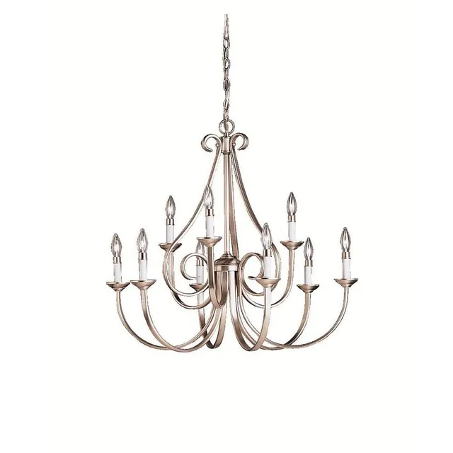 kichler-dover-9-light-2-tier-chandelier-brushed-nickel-clear-glass-model-2031ni image 1